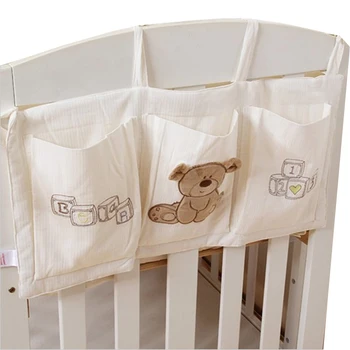 

Baby Bed Hanging Storage Bag Cotton Newborn Crib Organizer Toy Diaper Pocket for Crib Bedding Set Accessories bed is surrounded