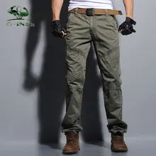 Серый тонкий хлопок Весна и осень прямые повседневные брюки комбинезоны мульти карманные брюки мужские брюки