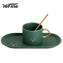YeFine, керамическая чайная чашка с тарелкой, креативные золотые фарфоровые кофейные чашки, блюдо для закусок, набор, английский послеобеденный чай, чайная чашка