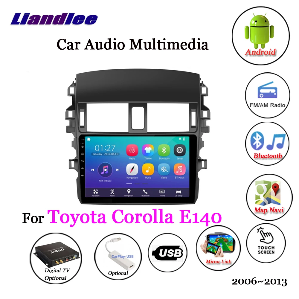 Sale Liandlee For Toyota Corolla E140 2006~2013 Android 7.1 System Radio Carplay BT Camera Wifi FM GPS Map Navi Navigation Multimedia 2