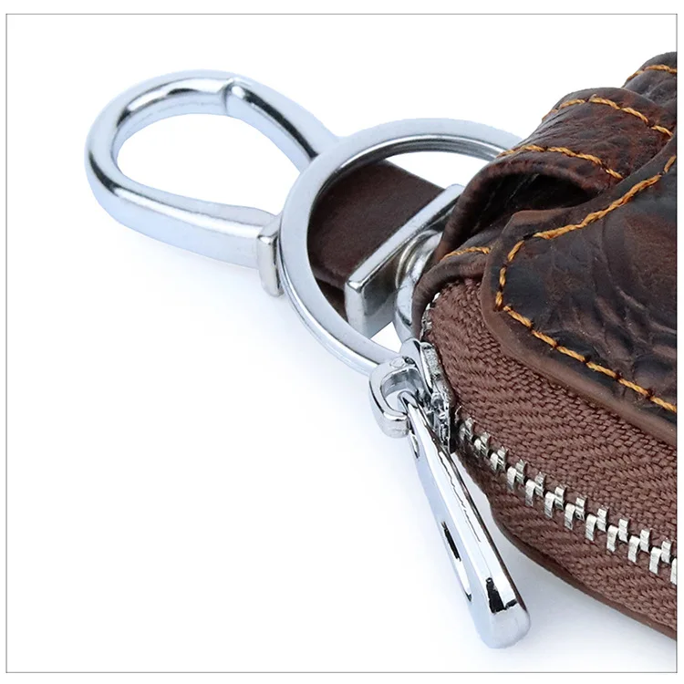 Модные Для мужчин натуральная кожа крокодила узор автомобиля кольцо для ключей кошелек кошельки с брелоками карман сумка чехол для
