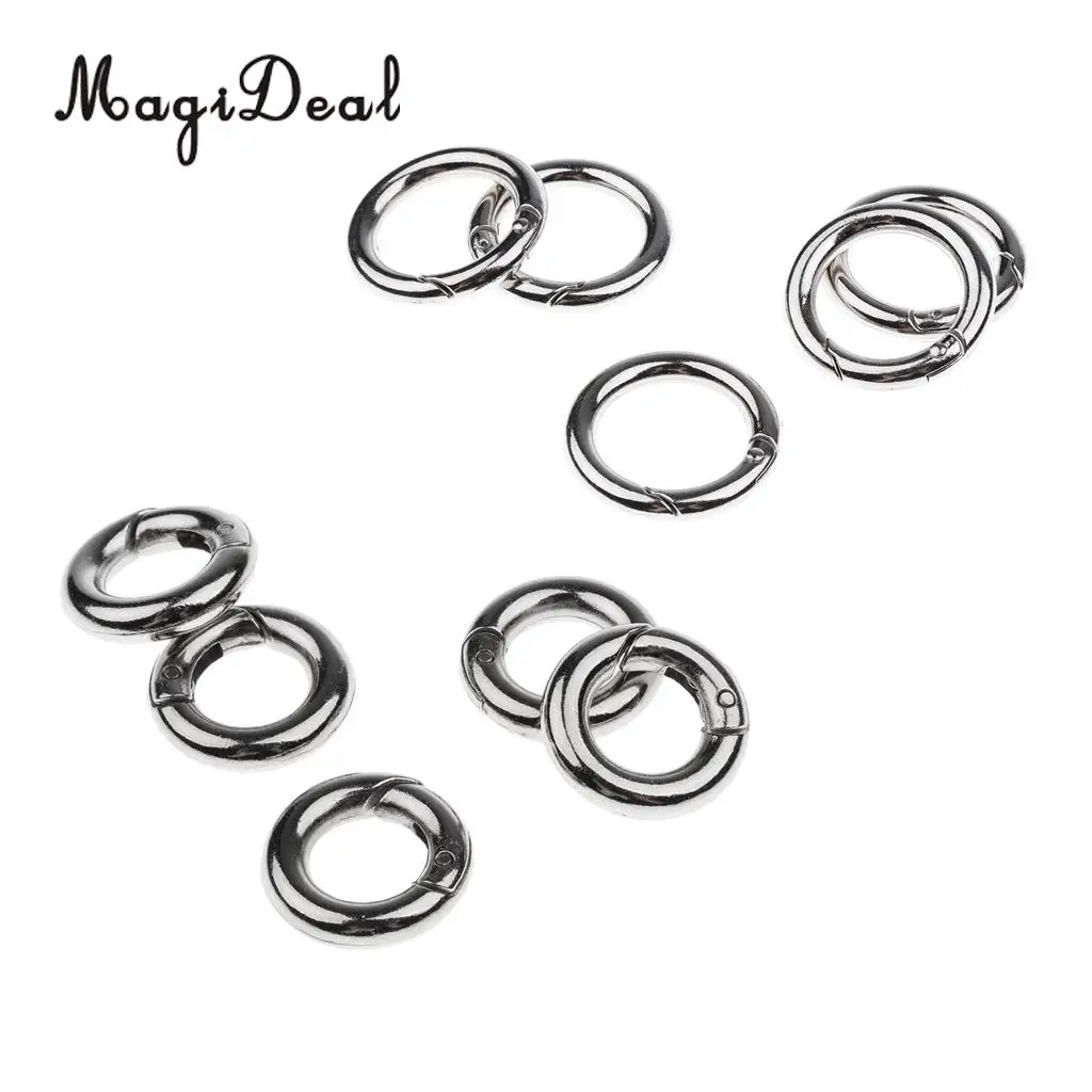 MagiDeal 10 Pieces Round Push Gate Snap Open Hook Spring Ring Key Chain Carabiner