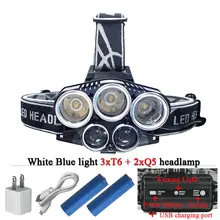 15000 lumens CREE XML T6 5 led headlamp headlight XPM Q5 led head lamp camp hike emergency light fishing outdoor equipment