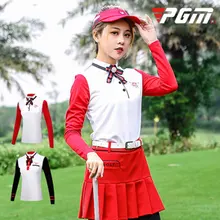 Pgm Golf T-Shirts For Women Outdoor Long Sleeve Slimming Shirt Ladies Patchwork Soft Training Golf Apparel D0491