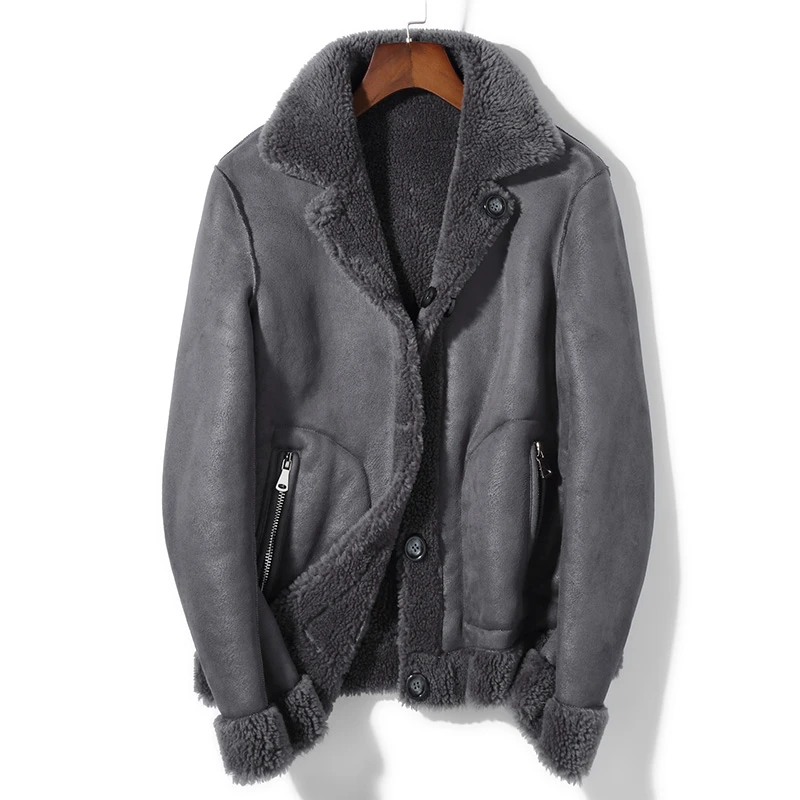 

2019 New Fur one Men Leather Coat Winter Lamb Wool Both sides Wearing Men's Wool Sheep Shearing Jacket