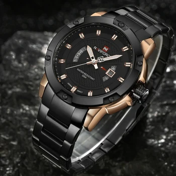 

2020 NAVIFORCE Mens Watches Top Luxury Brand Men Full Steel Hour Quartz Watch Analog 3Bar Waterproof Sports Army Military Clock