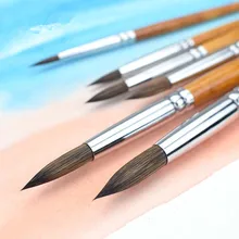 Кисти для рисования художника-Превосходный Соболь художники для волос Круглый точечный наконечник набор кистей для рисования акварельные акриловые краски принадлежности