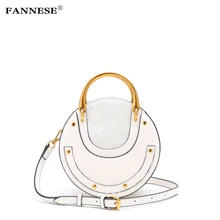 

FANNESE Handbag Spliced cowhide Round Inclined shoulder bag package bags for women 2017 Hot Selling