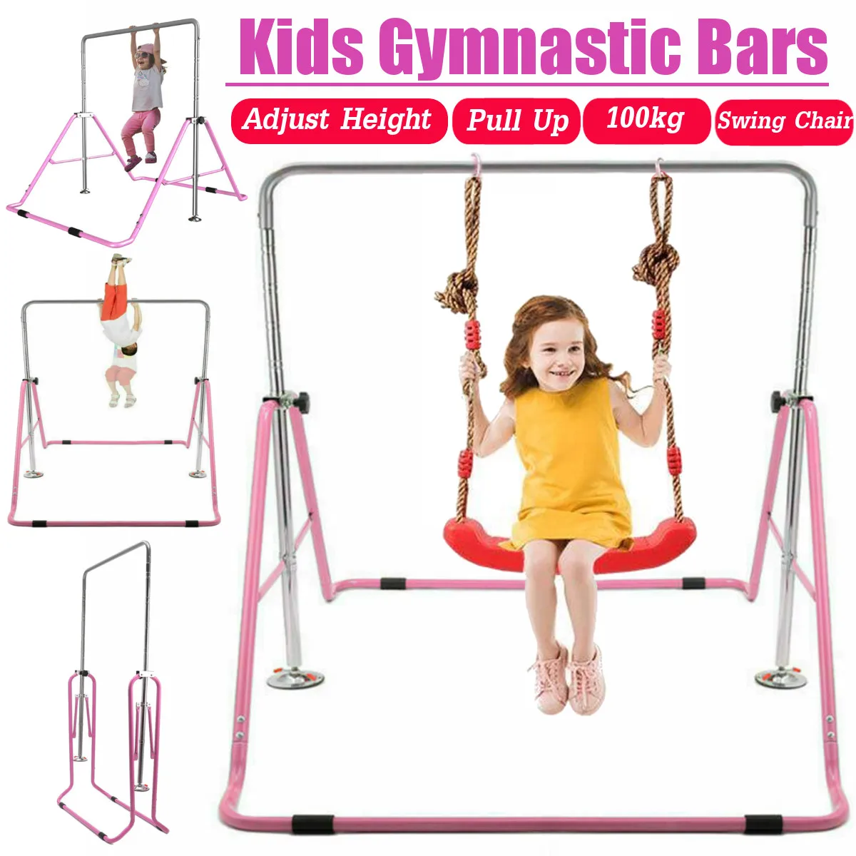 

Indoor Children Horizontal Bars Adjustable Household Muscle Strength Pull-up bars Portable Foldable Kids gym Fitness Equipment