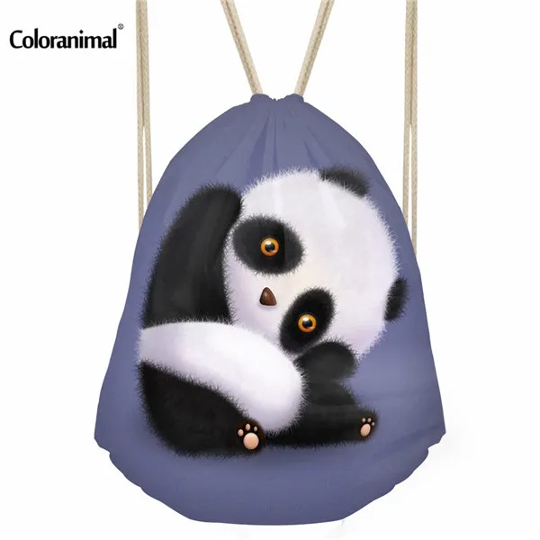 Coloranimal мужская сумка с принтом панды на шнурке для женщин и мальчиков мужская сумка на плечо рюкзаки маленькая ткань нейлоновый Cinch Sack Pack - Цвет: H3148Z3