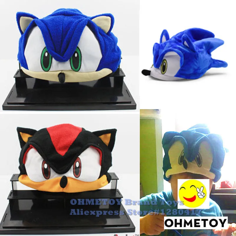 

OHMETOY Sonic The Hedgehog Fleece Cosplay Hat Toys Sonic X FS Anime Plush Beanie Cap Costumes For Kids Children Teenagers
