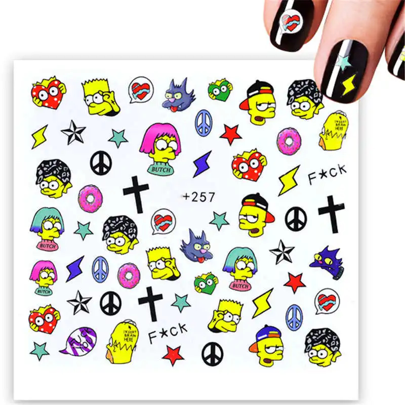 Лягушка принц украшения для ногтей наклейки для маникюрный Водные Переводные картинки наклейки для ногтей советы для дизайна ногтей набор временные татуировки - Цвет: 257