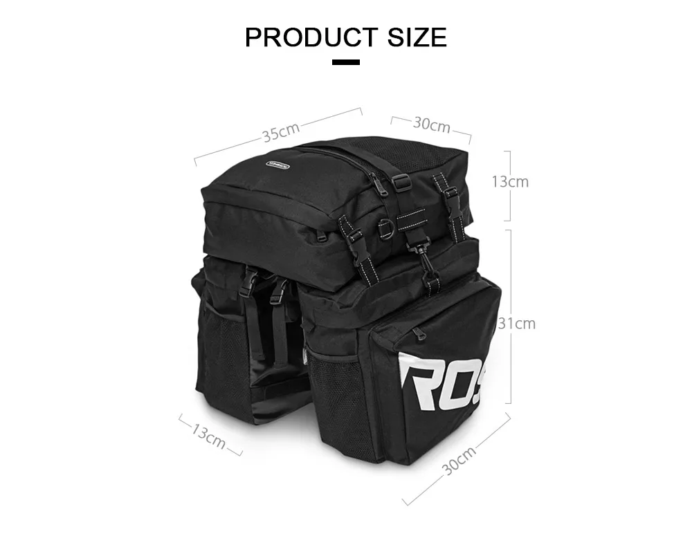 Clearance Roswheel Bike Carrier Bag Bicycle Panniers Bike 37L Durable Waterproof 3 In 1 Bicycle Rear Pannier Bike Bag 9