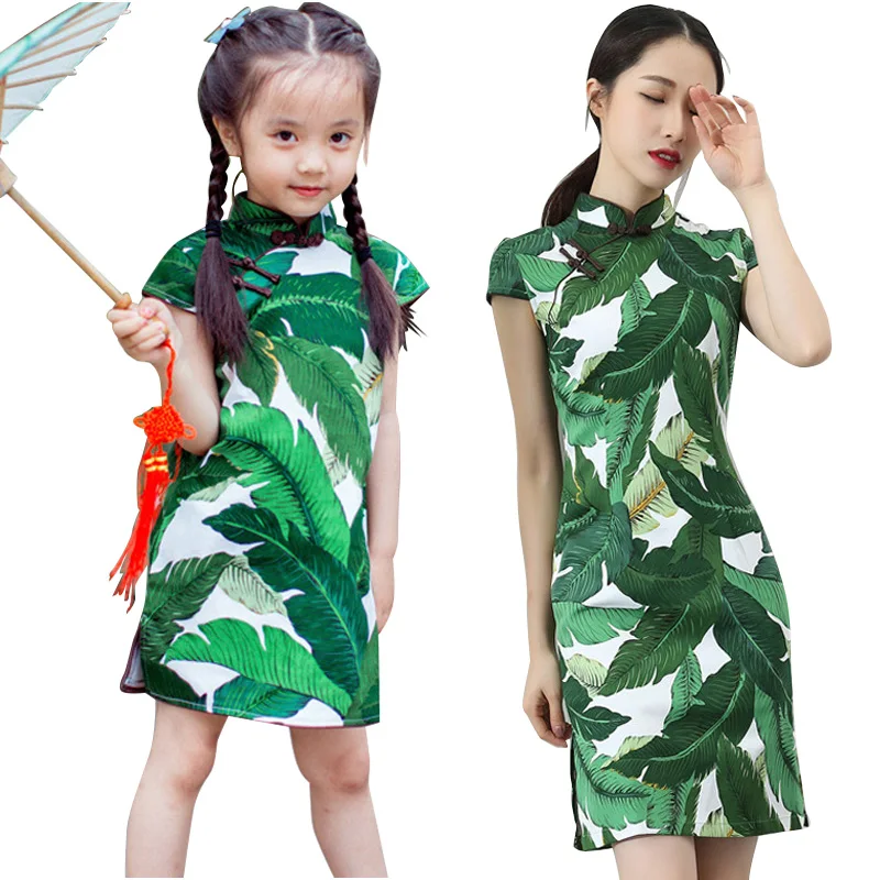 Традиционное Хлопковое платье Qipao в тропическом стиле Облегающий костюм Одежда
