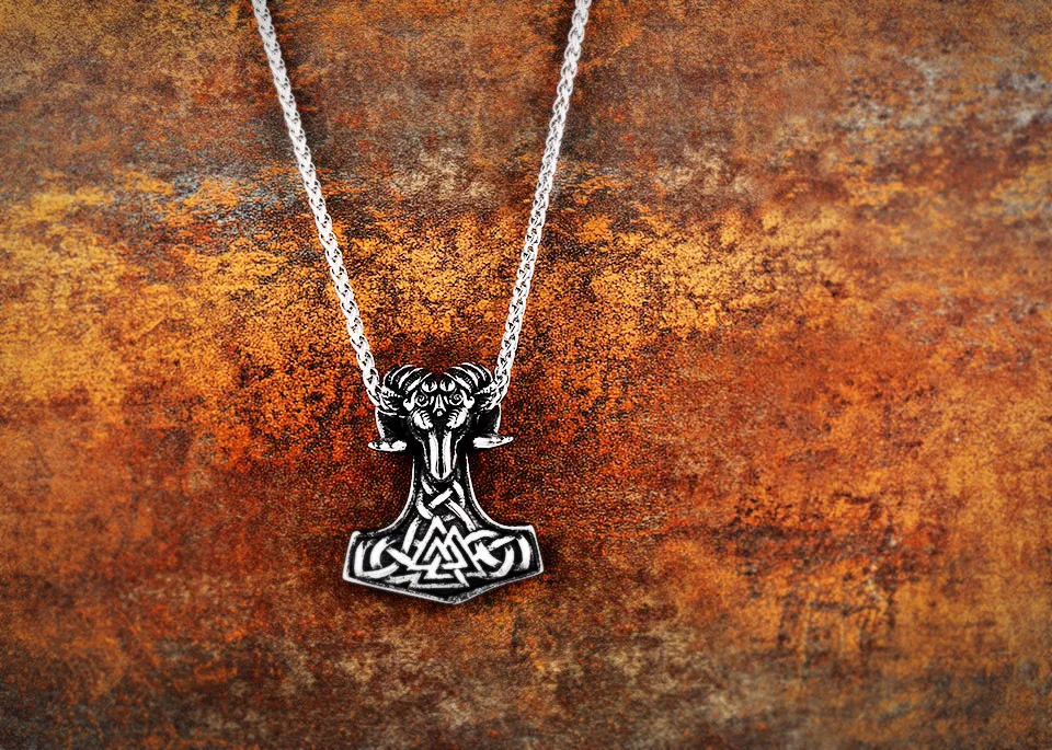 Байер 316L нержавеющая Викинг норвежский Odin Овцы головы валкнут для мужчин Амулет ожерелье в скандинавском стиле кулон животных Ювелирные