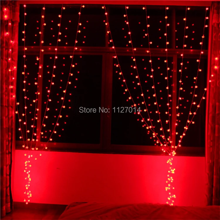 

Fairy LED Christmas Light Curtain Lights LED String 4 * 0.5m 140 Red Lantern Bulbs Party Indoor House Window Decoration Lighting