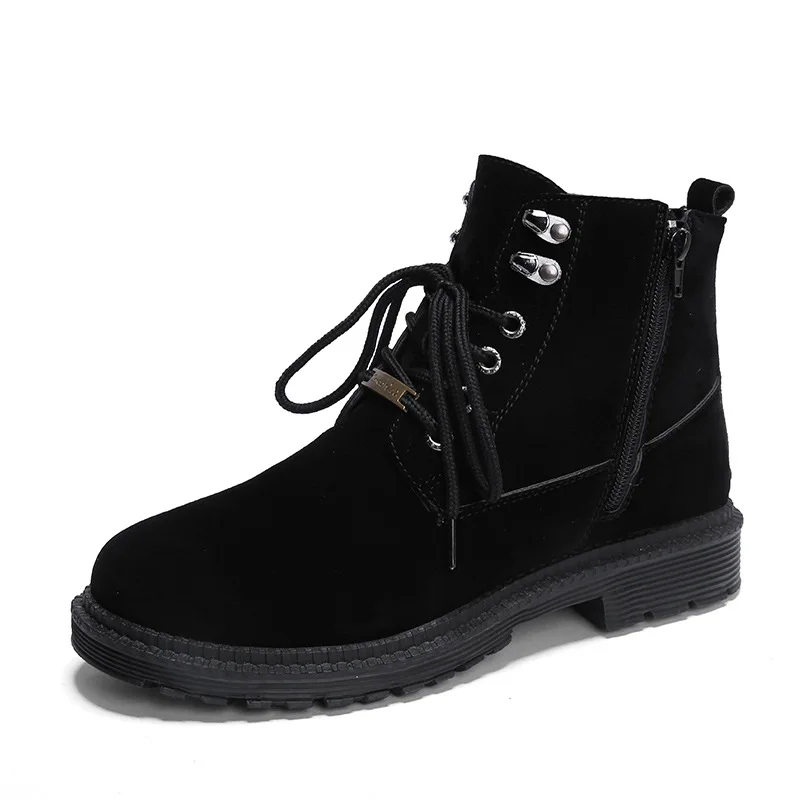 39-44 Winter Shoes Men 2018 Classic All Black Martin Boots Men Waterproof Lace Up Casual Shoes Zipper High Top Boots Male