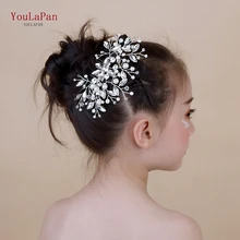 YouLaPan HP117 Быстрая Серебристые стразы и жемчужные свадебные расческа для волос Свадебная расческа для волос для девочек свадебная расческа для волос