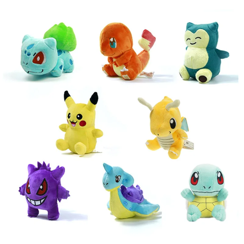 

Hot Mini Figure Plush Doll Toy Pikachu Charmander Gengar Bulbasaur Dragonite Snorlax Figure Toy Gift soft Toy For Kid 8 Styles