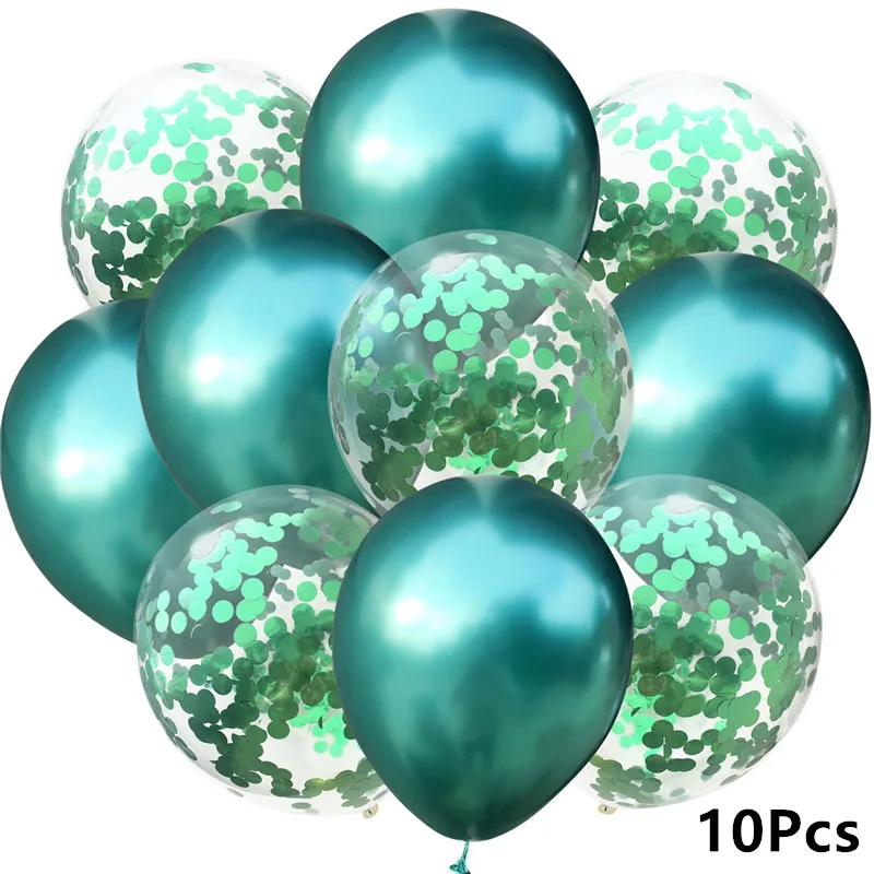 10 шт смешанные шары с золотыми Конфетти День Рождения украшения хром металлический шар воздушный шар на день рождения вечерние украшения - Цвет: Green