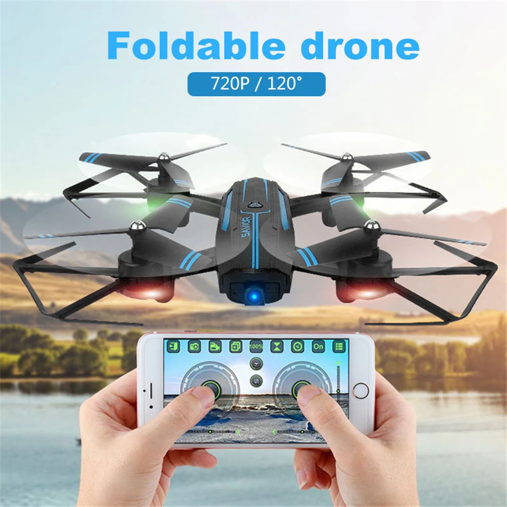 

lensoul Foldable RC HD Camera Drone Aircraft UAV APP Remote One Key Landing Altitude Hold Wide Angle 720p 6-Axis Gyro Quadcopter