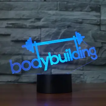 

Creative fitness 3D barbell shape LED night light 7 color touch switch USB cable as room decoration or amazing gifts