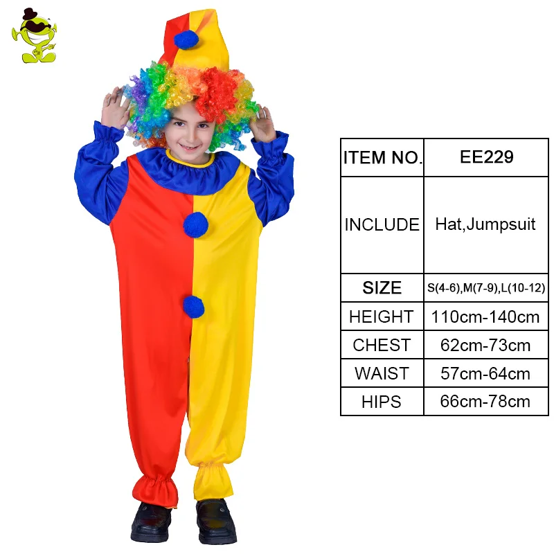 Костюмы Клоуна на Хэллоуин для детей, ролевые игры с париком, Костюмы Клоуна - Цвет: EE229