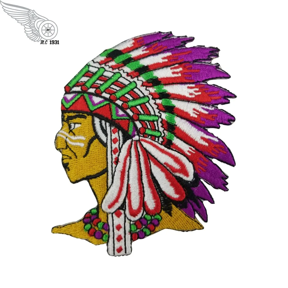 Embroidery Indian iron on biker motorcycle chest size front hat patches for jacket