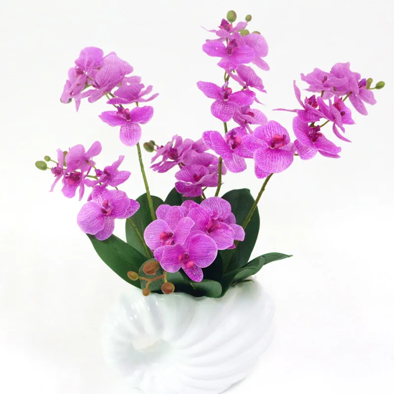 Flone Artificial With Leaves Butterfly Orchid Flower Real Touch Leaves Flowers Simualtion Plants Wedding Home Office Party Decor (9)