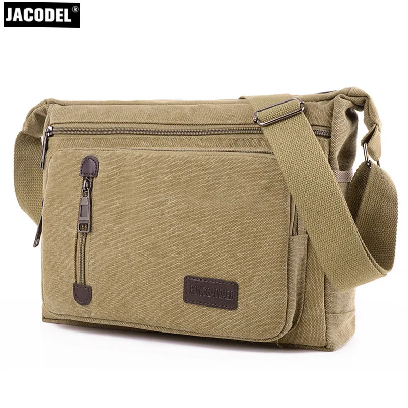 

Jacodel New 2018 Fashion Men Bag Cross Body Bags Waterproof Canvas Shoulder Bags for Men Messenger Bag for Cell Phone ipad Mini