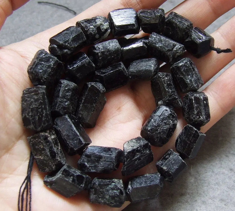 

Women's Black Tourmaline 10x11mm Freeform Rough Beads
