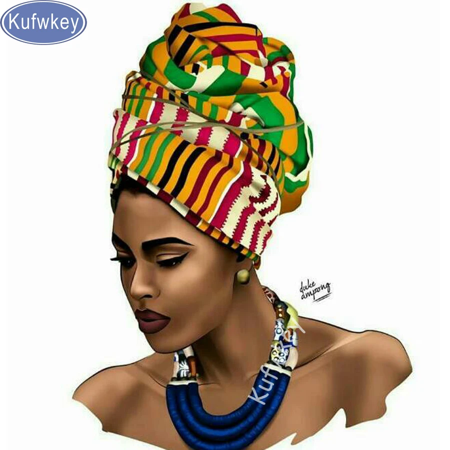 

diamond mosaic photo full diamond embroidery African women girl 3d diamond painting cross stitch square drill painting wall art