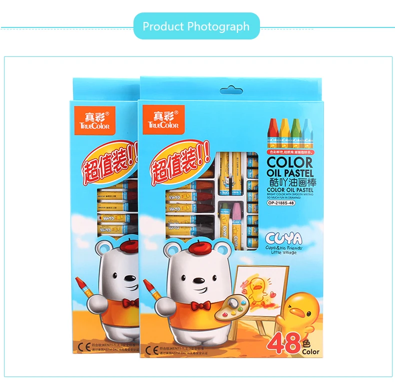 Pintura a Óleo Criança de Segurança Cor da Pintura do Pastel Truecolor Cores Estudante Vara Não-tóxico Pincel 48 6 Cheap oil painting sticks