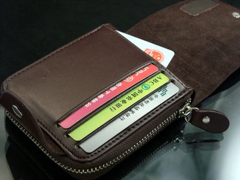 Мужской кожаный бумажник, держатель для карт, кошелек на молнии, клатч, мужские кошельки для денег и карт, carteira masculina