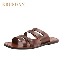 Летние мужские дизайнерские вьетнамки из воловьей кожи; мужские повседневные шлепанцы; дышащая пляжная обувь; шлепанцы; пляжная обувь