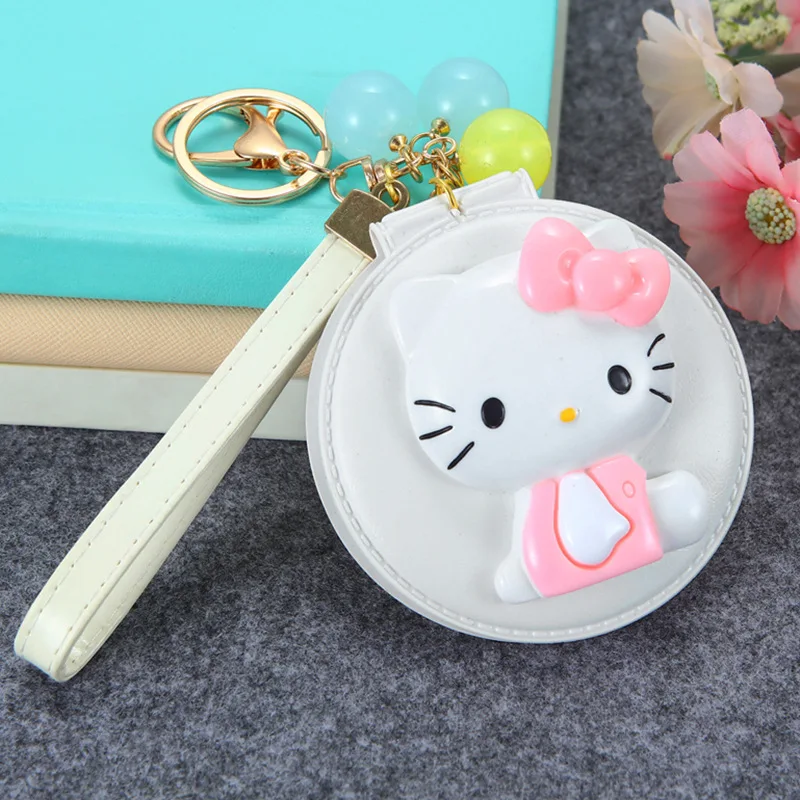 Мультфильм hello kitty косметическое зеркало брелок KT Cat Key Holder женский автомобильный кошелек Шарм Подвеска подарочные брелки Llavero Porte Clef - Цвет: A1