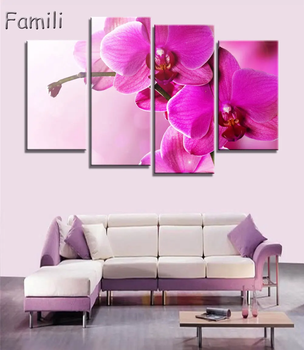 4 шт. настенные картины на холсте с орхидеями без рамки|pictures on the wall|pictures wallmodular