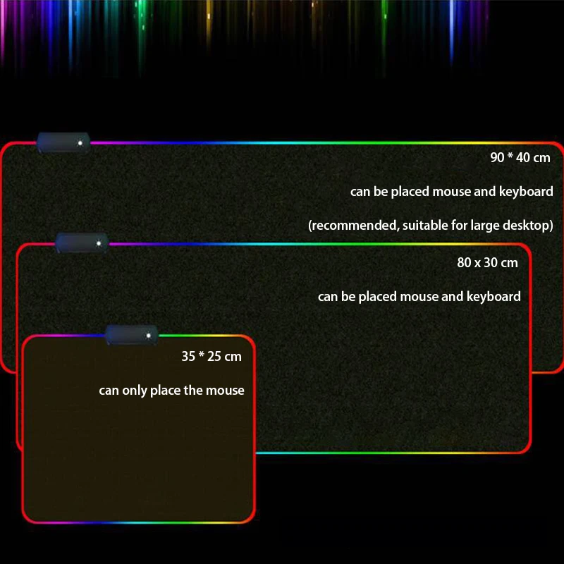 RGB игровой коврик для мыши негабаритный светящийся светодиодный расширенный с подсветкой USB клавиатура утолщаются красочные светящиеся