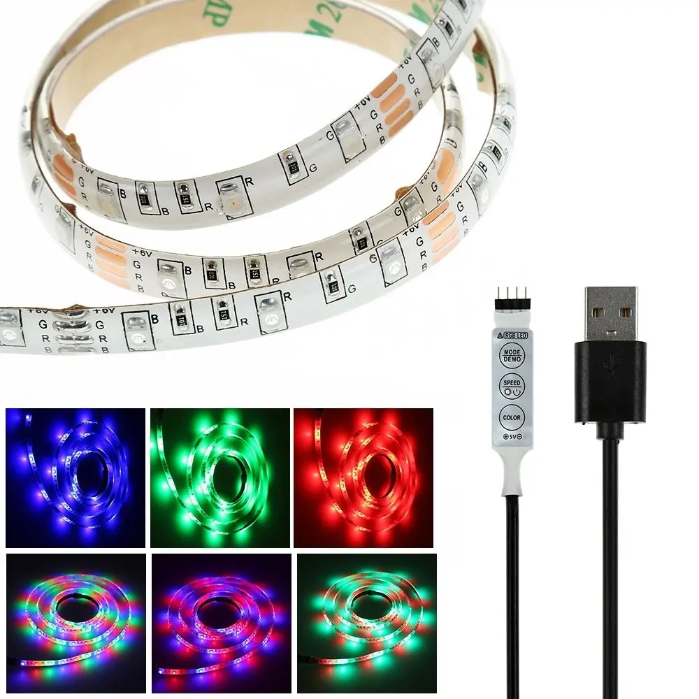 Водонепроницаемая светодиодная лента 0 5/1/2 м 5 в постоянного тока USB кабель RGB