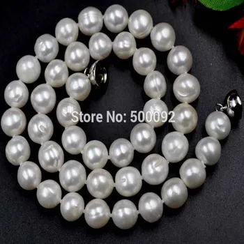 

Genuine 9.5-10mm cultured freshwater pearl necklace free shipping