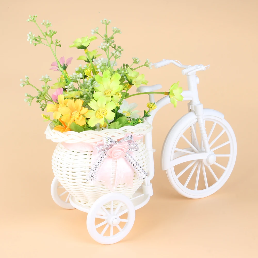 

Decorate bike rattan tricycle bike flower basket vase storage garden wedding/party decoration 25