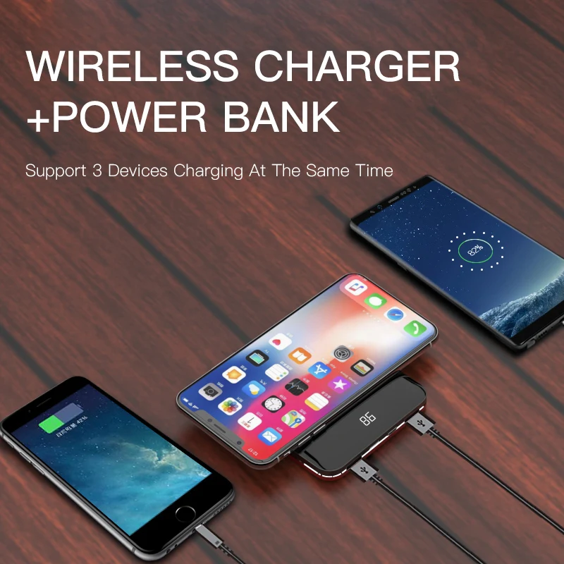 Travelcool 8000mAh QI Wireless Charger Dual USB Portable Power Bank For Samsung Charger Wireless External Battery Pack Powerbank