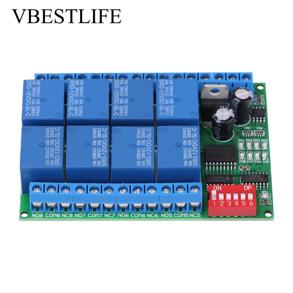 DC 12V 8 Channel RS485 Relay Delay Board Command Programmable Control