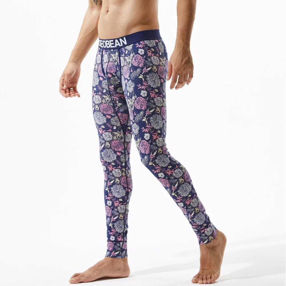 13 colors SEOBEAN 2018 Winter autumn Men's sexy Colorful Leopard cotton fabric Long johns Low Rise Thermal Underpants leggings