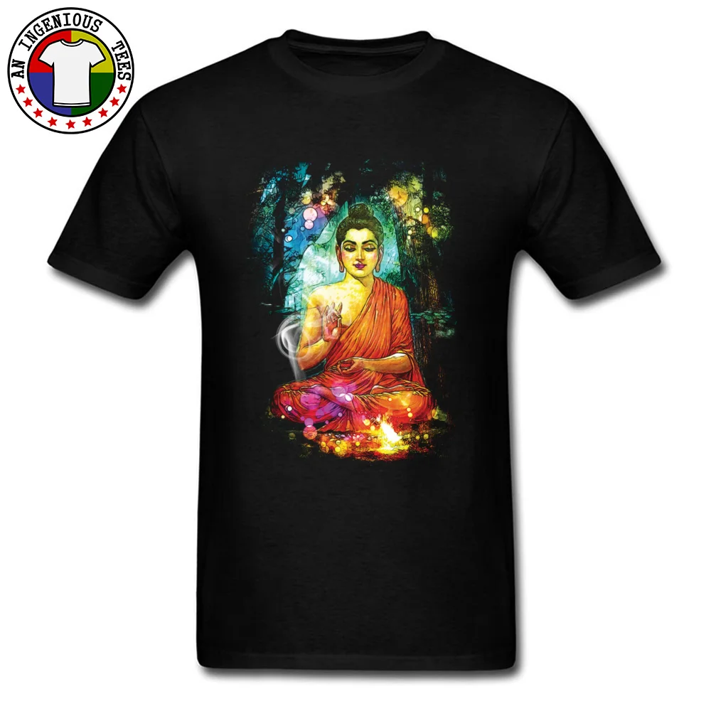 Classic T Shirts Mens Buddham Saranam Gacchami Autumn Black Tops & Tees Indian OM T-Shirts High Quality Clothes Tees Online