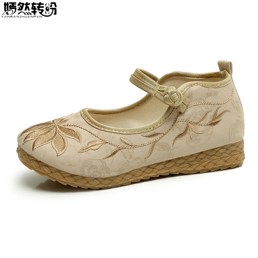 Chinese Women Shoes Vintage Boho Cotton Linen Canvas Cloth Shoes National Soft Woven Round Toe