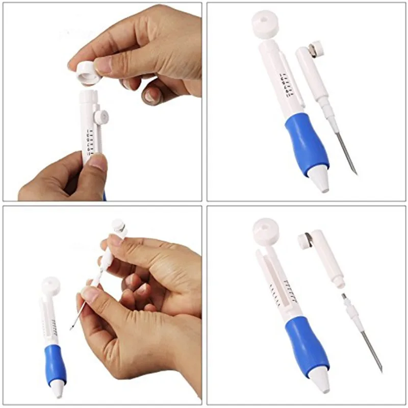 Magic Embroidery Stitching Punch Needles Pen Set Craft Tool for DIY Threaders Sewing Knitting Kit Embroidery Patterns with Case (8)