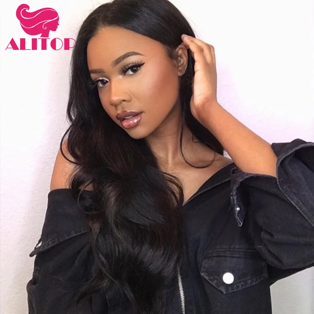 

ALITOP Body Wave 13x6 Lace Front Human Hair Wigs 150% Density Pre Plucked with Baby Hair Indian Remy Hair Women Lace Front Wig