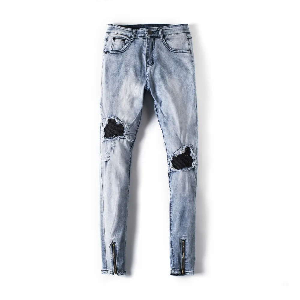 sky blue ripped jeans men