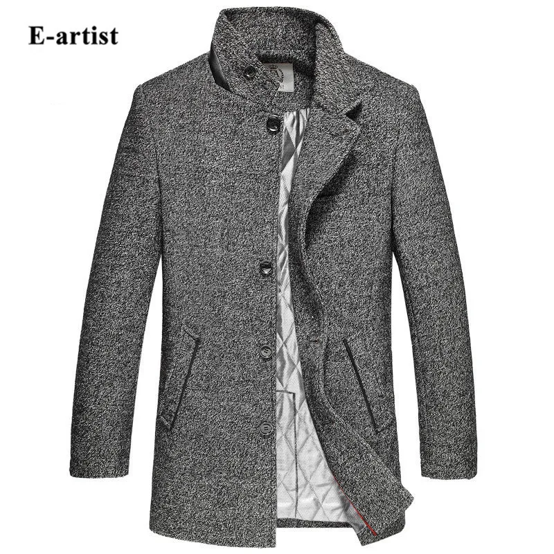 2016 New Men's Wool Coat Collar In The Long Winter Men's Thick Woolen